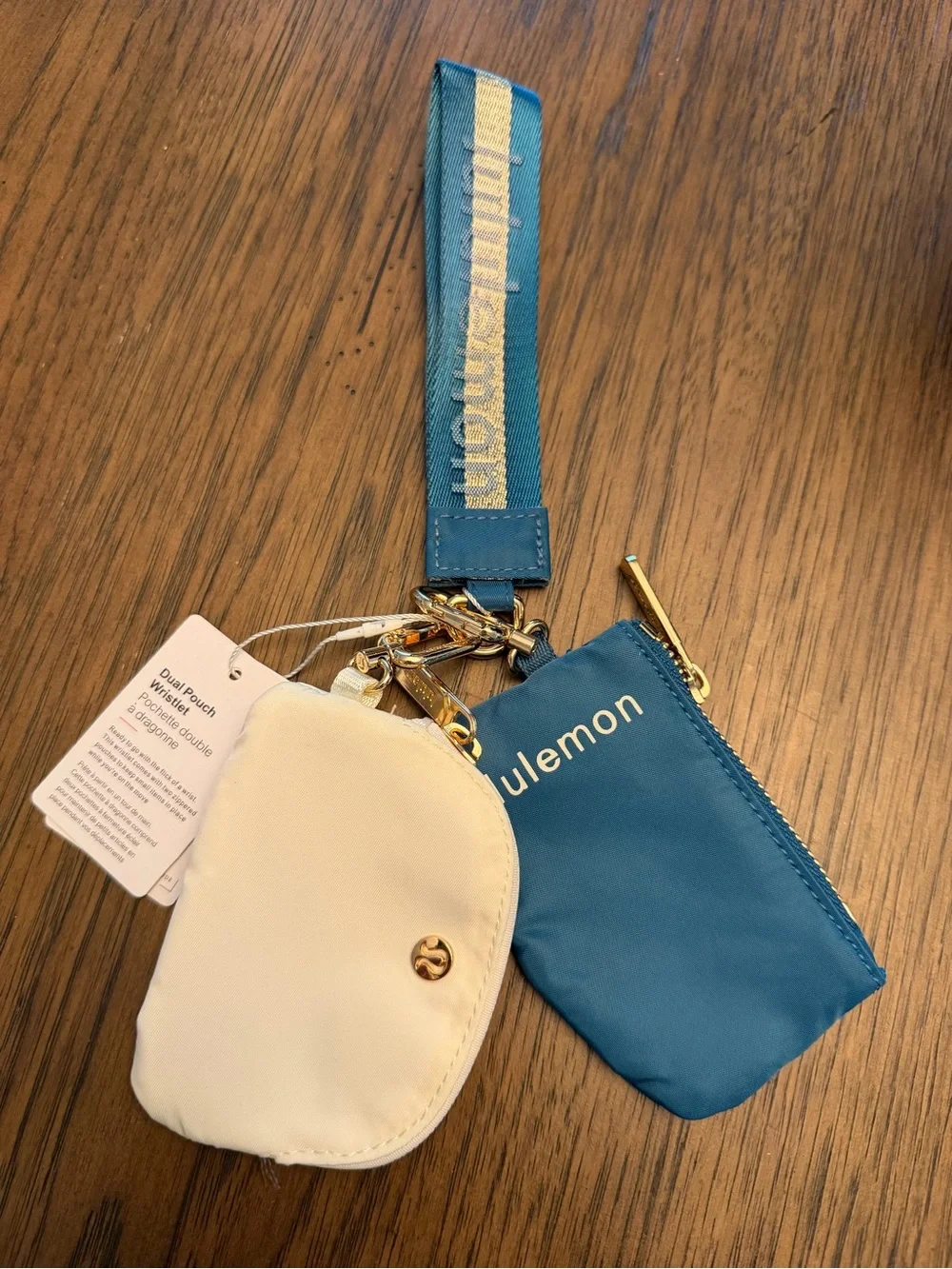 NWT lululemon athletica Dual Pouch Key & Card Holder - Teal & Cream